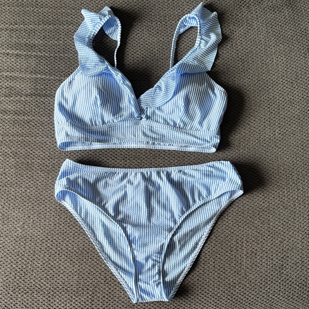 SHEIN Light Blue Checkered Bikini